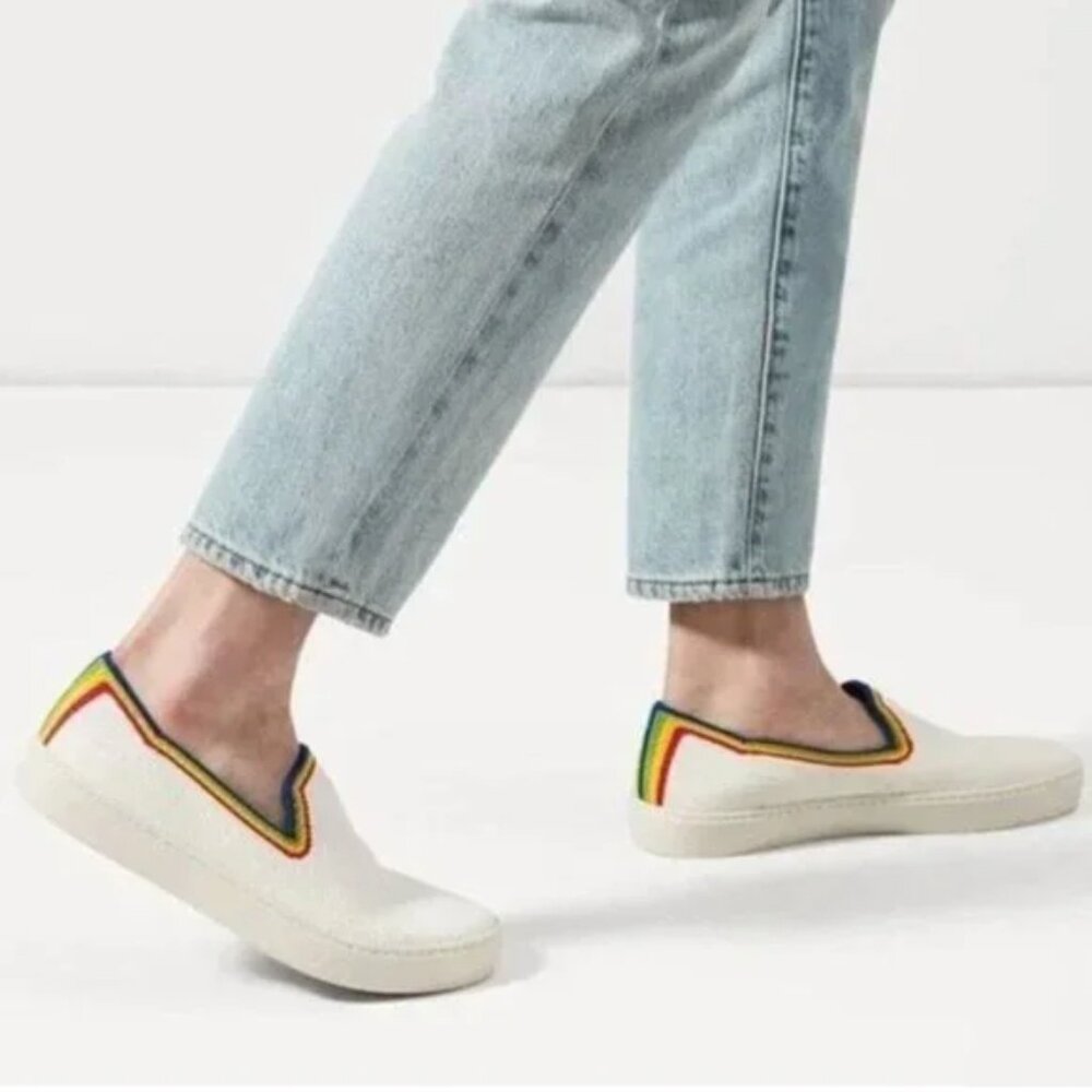 Rothy's limited edition white rainbow sneakers 8